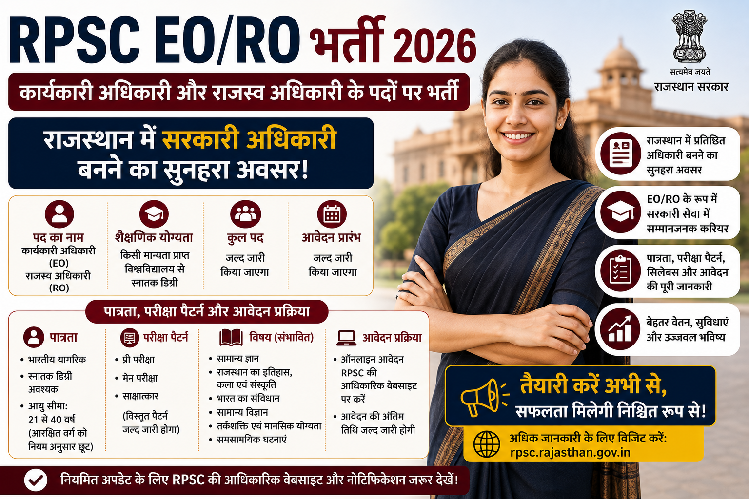 RPSC EO/RO भर्ती 2026: कार्यकारी अधिकारी और राजस्व अधिकारी के पदों पर भर्ती, जानें पात्रता, परीक्षा पैटर्न और आवेदन प्रक्रिया
