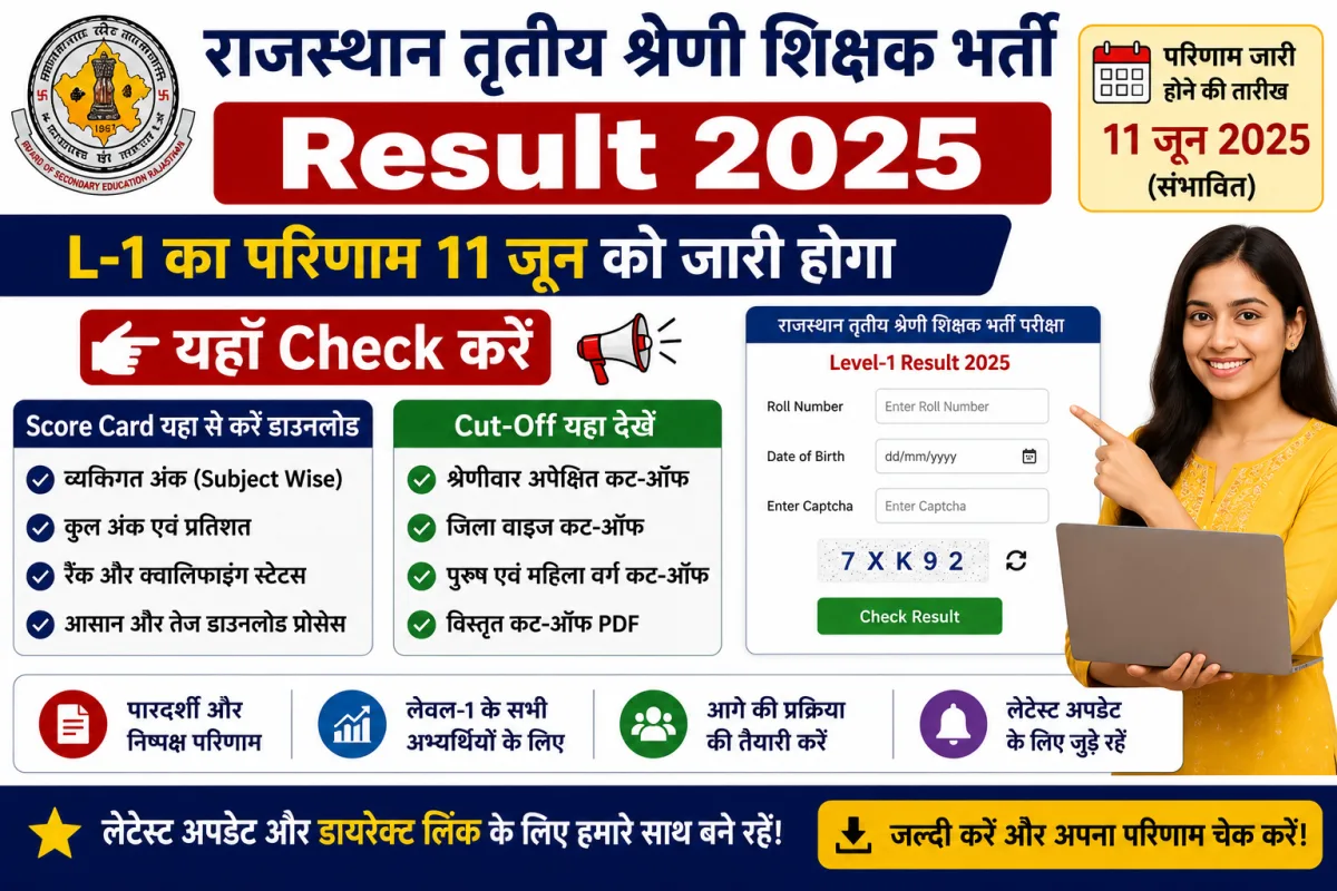 Rajasthan Third Grade Teacher Result 2025: Level-1 Result